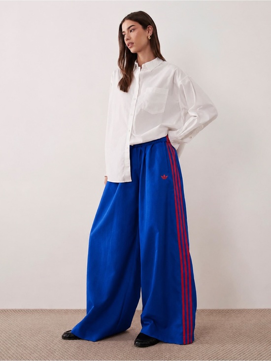 adidas Originals Pants - Adidas [S-M] Firebird Adilenium Wide Leg Track Pants Royal Blue/Red KD6301